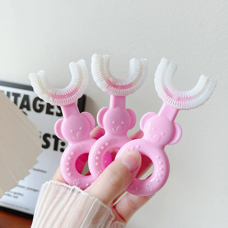 1 PC - 360 Degree U-Shaped Baby Tooth brush Children Child Tooth brush Teeth Brush Silicone Kids Teeth Oral Care Cleaning (random color)