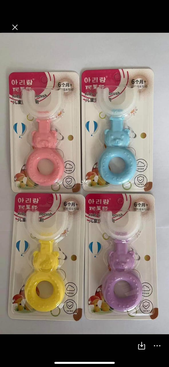 1 PC - 360 Degree U-Shaped Baby Tooth brush Children Child Tooth brush Teeth Brush Silicone Kids Teeth Oral Care Cleaning (random color)