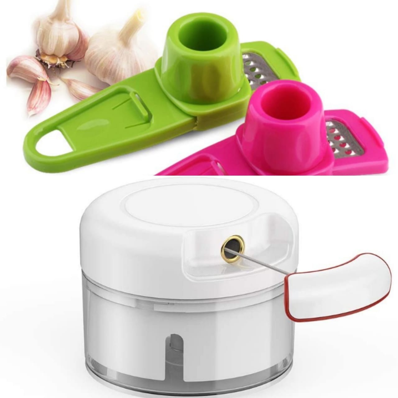 (pack of 2 ) Combo deal Garlic Tool Mini Chopper Grinding Crusher Chopper Kitchen Gadget