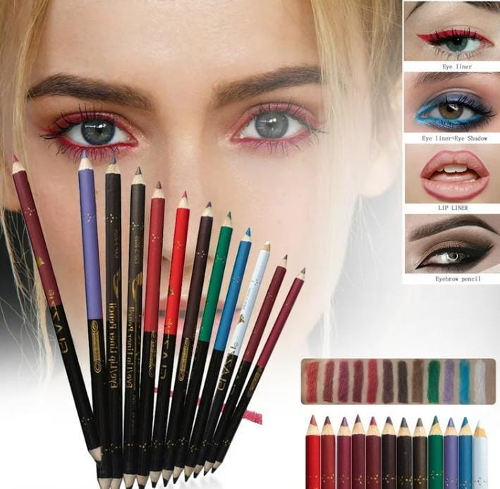 ( Pack of 6 )2 in 1 colors eye pencil multipurpose Eye Pencil (Random color)