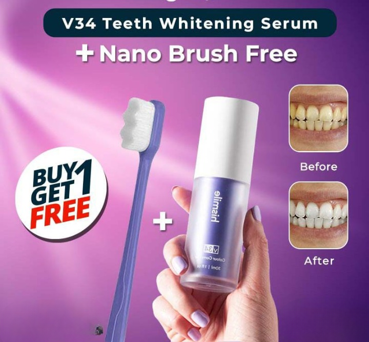 (Deal pack of 2) Teeth Brightening Hismiles V34 Colour Corrector Serum Micro Nano Tooth Brush For Sensitive Gums Toothbrush