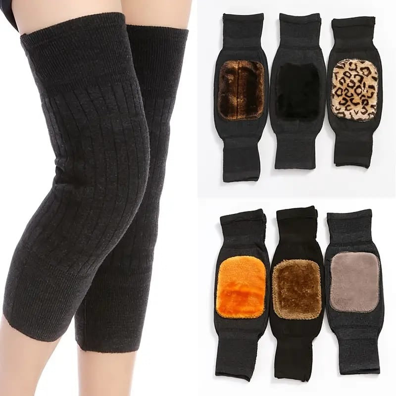 ( Pair ) Unisex Women Menâ??s Cashmere Wool Knee Brace Pads | Winter Warm Thermal Knee Warmers Velvet Knee Protector (random color)