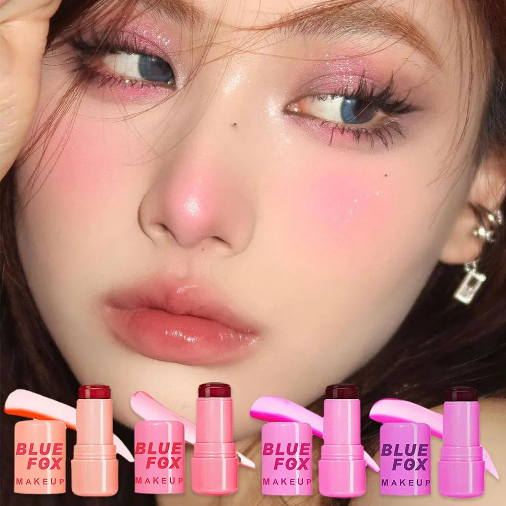 (pack of 4 )Jelly Blush Stick Blush Lip Gloss Stick Blusher Lasting Natural Moisturizing Makeup Water Tint Lip