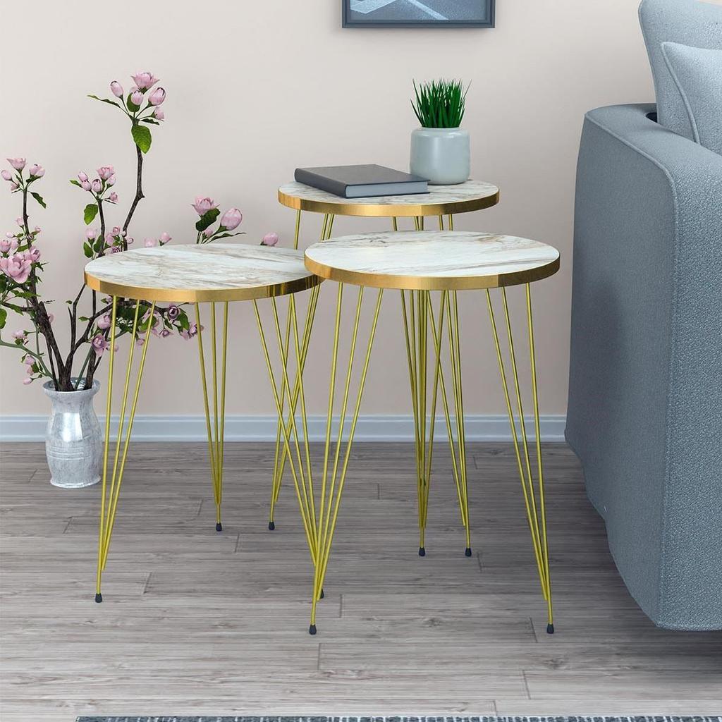1 Piece white Coffee Table Metal Legs Coffee Table  Home Essential