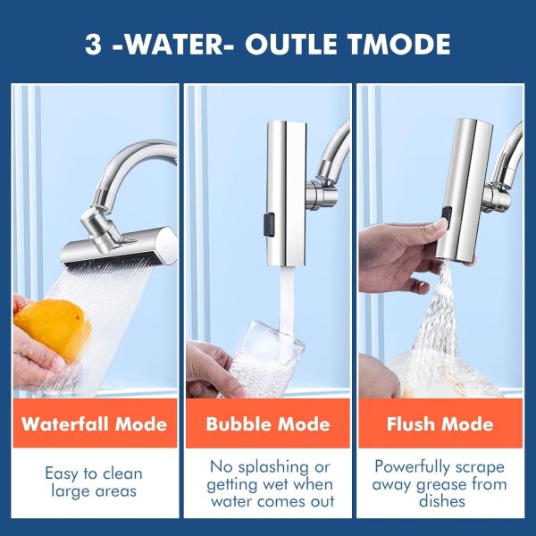 Multifunctional Kitchen Sink Waterfall Faucet He Faucet Shower 3 Water Flow Effect Modes, Bathroom Basin Tap