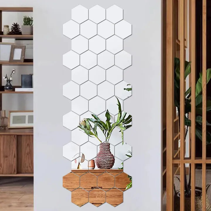 (pack of 12)  3d acrylic Hexagon Simple Mirror-Surface Geometric DIY Art Mural for Home Decoration Wall