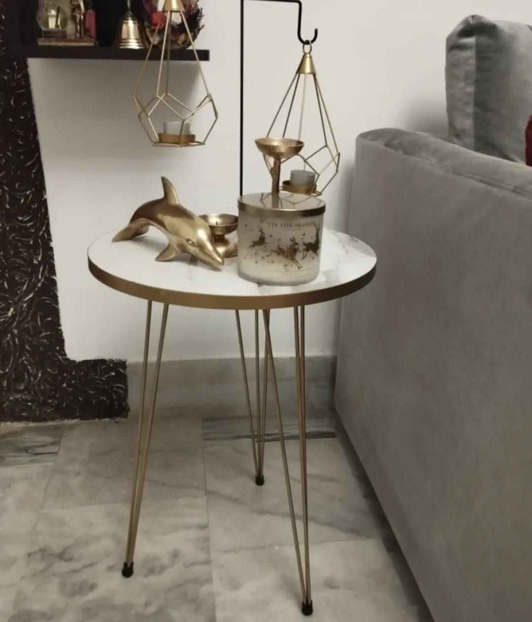 1 Piece white Coffee Table Metal Legs Coffee Table  Home Essential