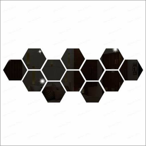 (pack of 12)  3d acrylic Hexagon Simple Mirror-Surface Geometric DIY Art Mural for Home Decoration Wall