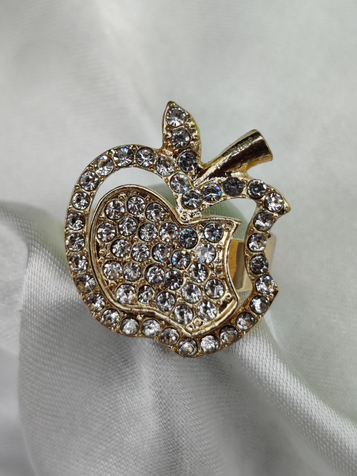 1 Piece Imported Glittering Crystal Apple Ring â?? Elegance Redefined â?¨ | Luxurious Design Ring | Adjustable Ring | Ring For Girls &amp; Women