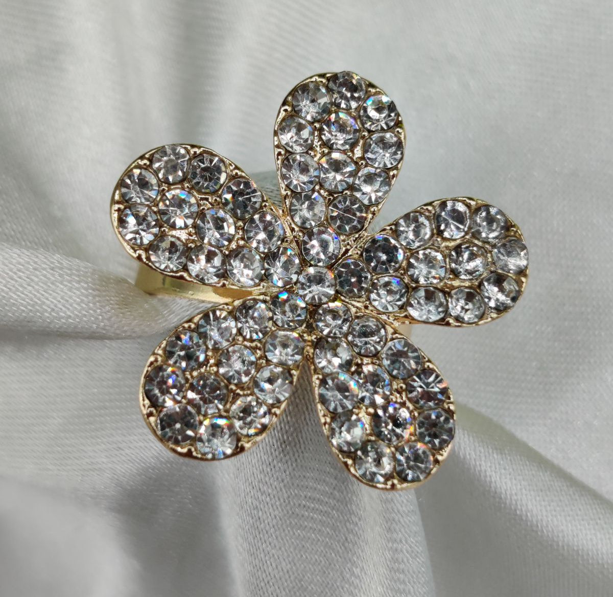 1 Piece Imported Sparkling Floral Crystal Ring â?? Radiant Elegance in Every Petal! | Luxurious Design Ring | Adjustable Ring | Ring For Girls &amp; Women