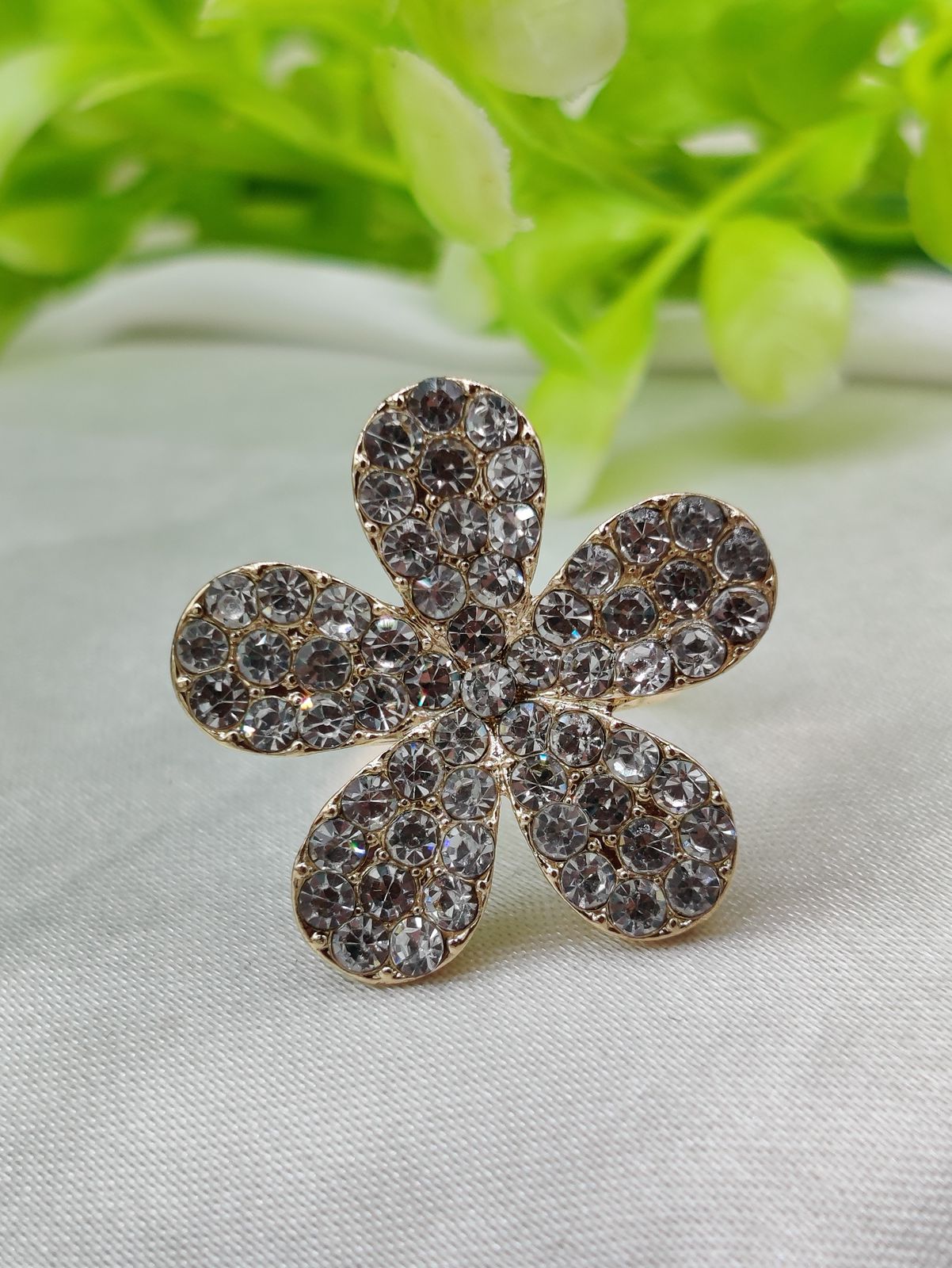 1 Piece Imported Sparkling Floral Crystal Ring â?? Radiant Elegance in Every Petal! | Luxurious Design Ring | Adjustable Ring | Ring For Girls &amp; Women
