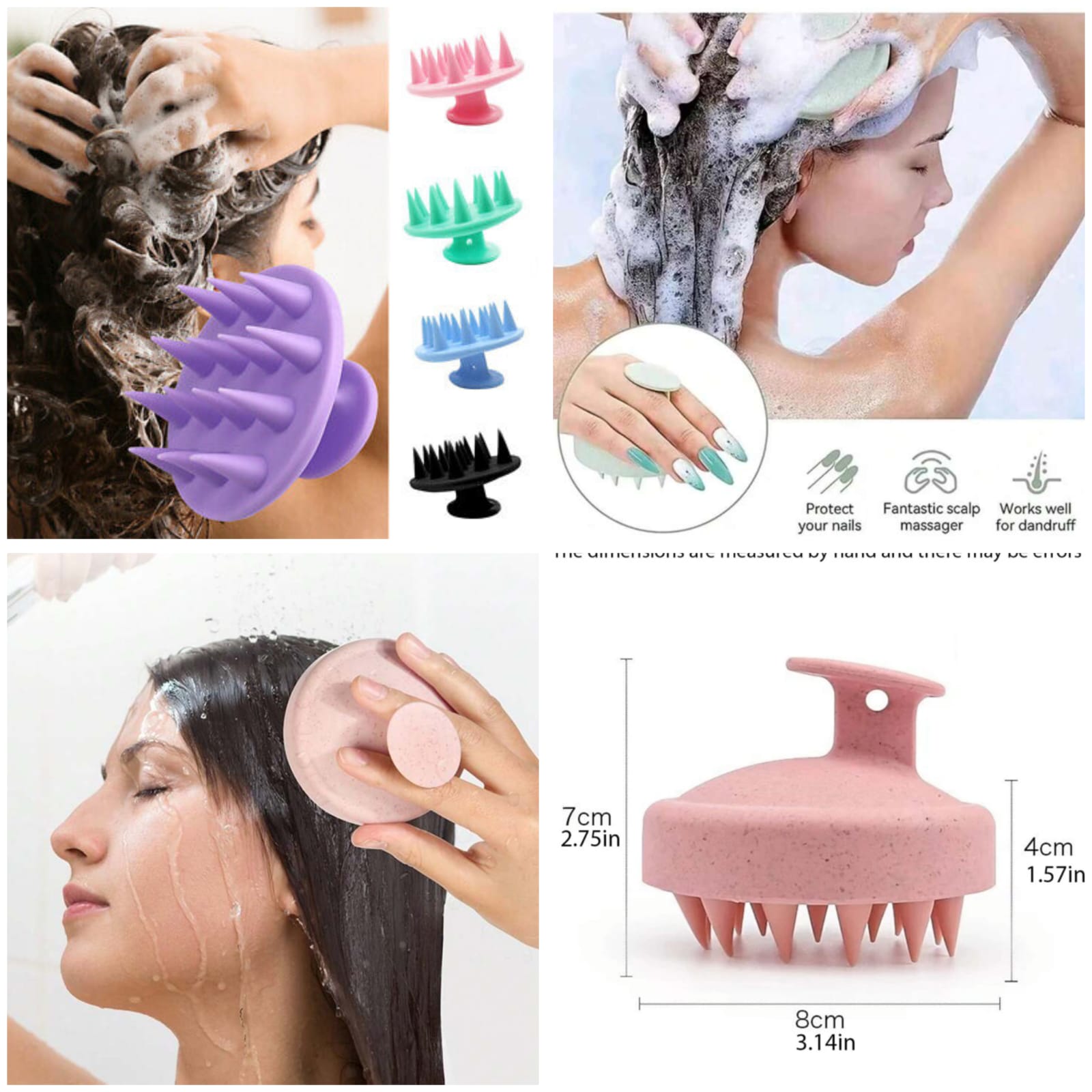 1 Piece Scalp Shampoo Massager Brush | Scalp Hair Scrubber With SoftÂ  Bristles For All Type Of Hairs ( Random Color )