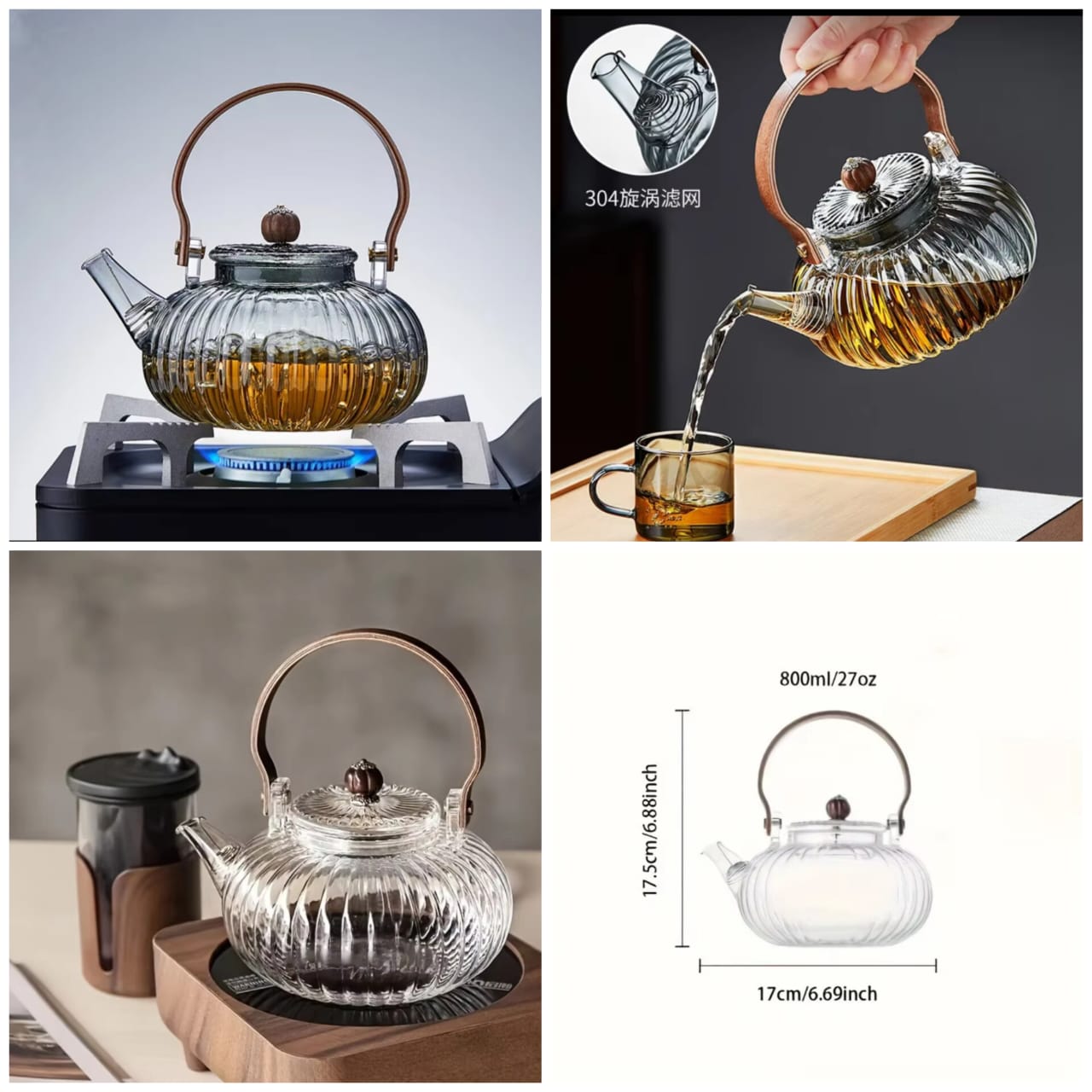 Heat Resistant Style Glass Teapot